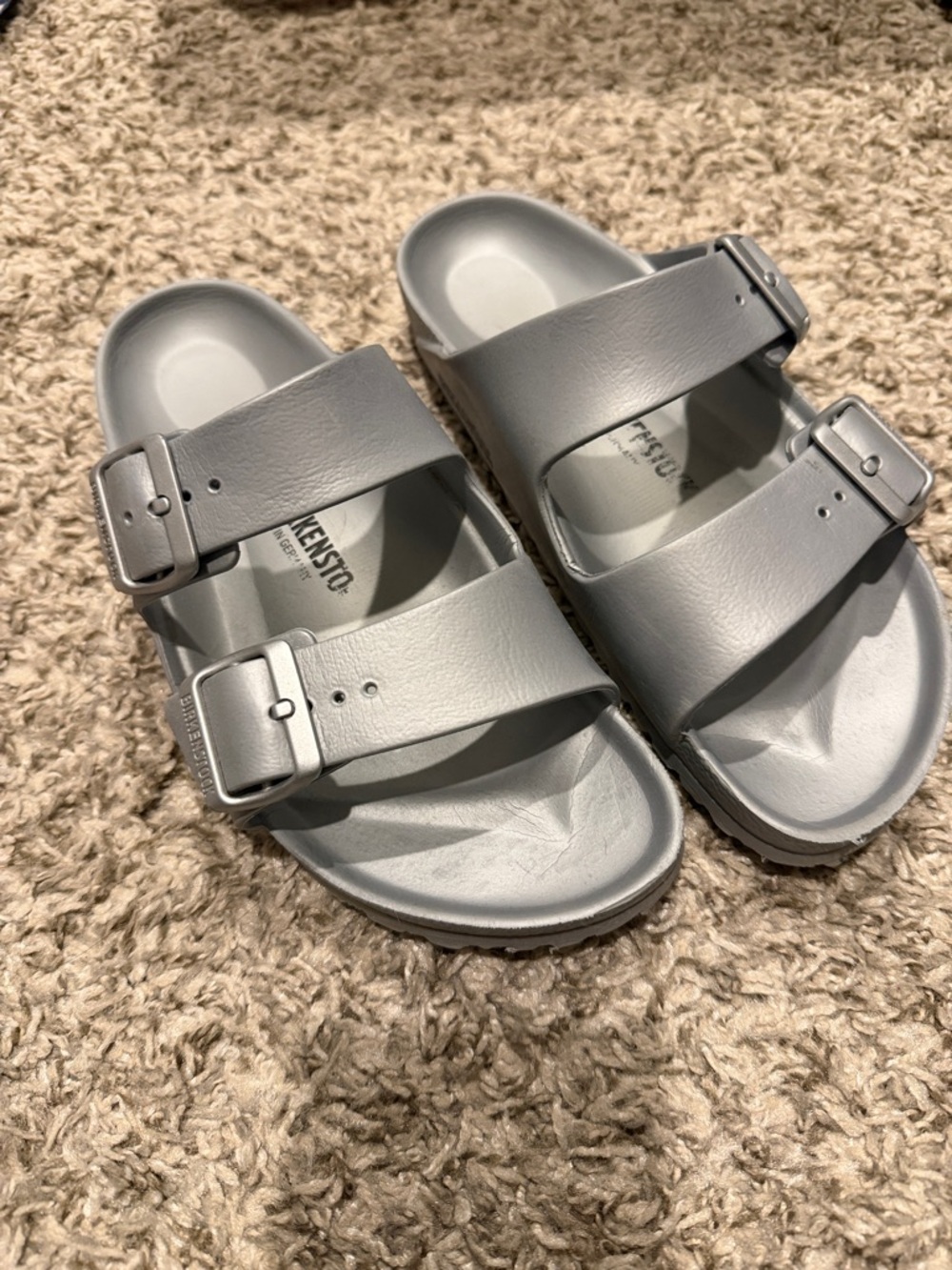 Birkenstock Arizona EVA Double Strap Sandals - Light Silver Gray